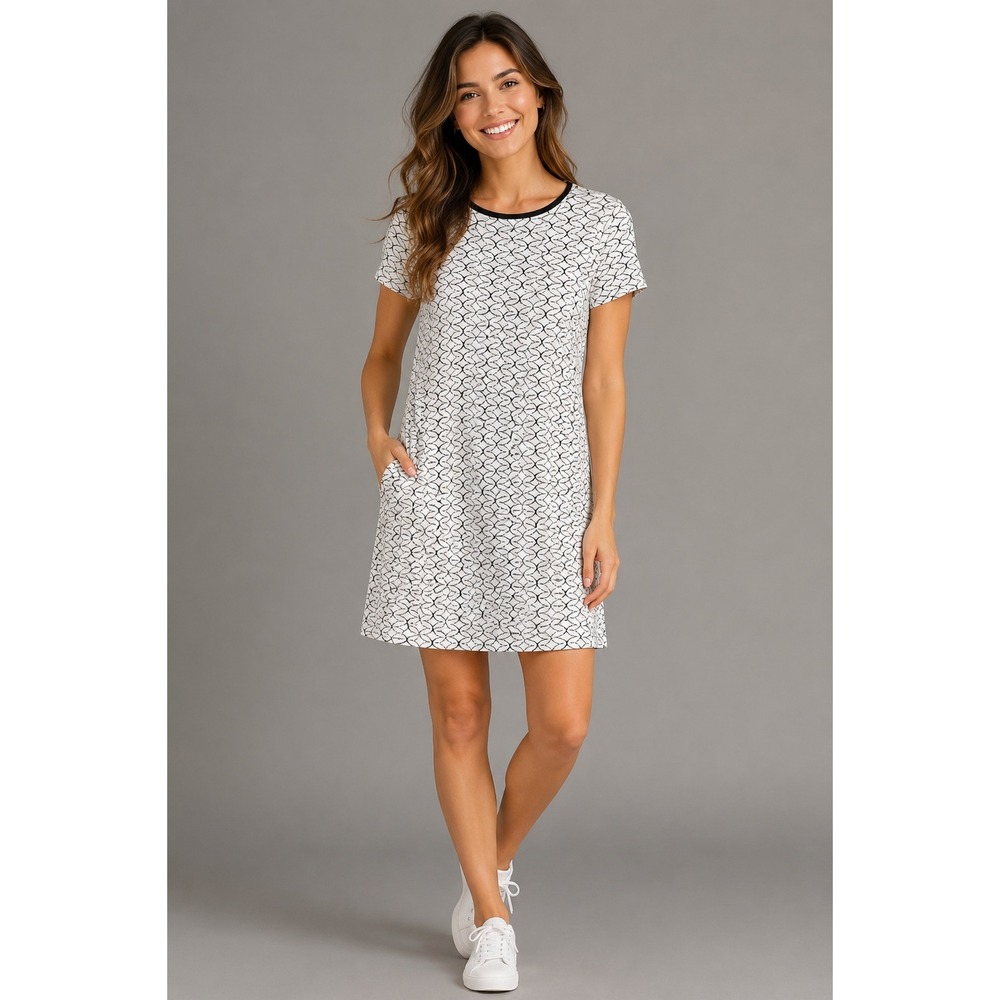 Zara Trafaluc Women's S Neutral Jacquard Mini Shirt Dress Optic Geometric Print